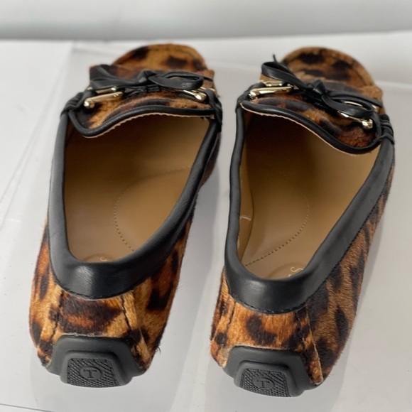 Talbots Leopard Loafer Flats Slip-On Shoes Fur Fringe Tassel Bow, Sz 5M - Picture 7 of 11